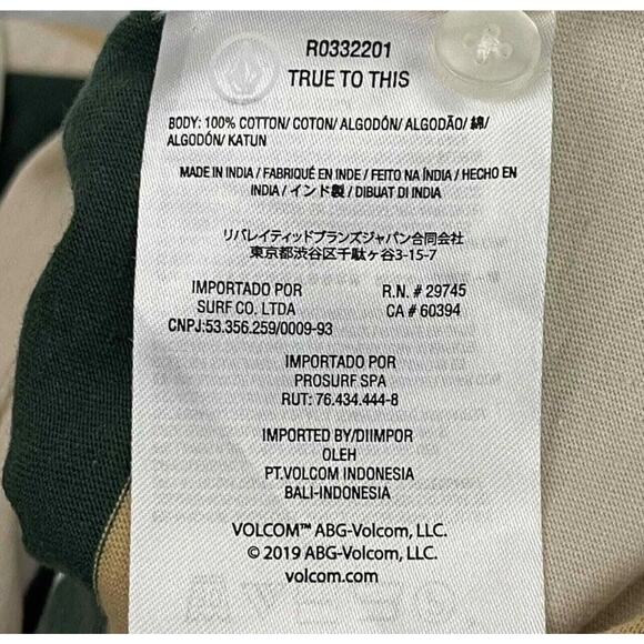 Volcom Girls Small Rugby Polo Shirt 7/8 Striped Long Sleeve NWT Beige - Picture 11 of 15